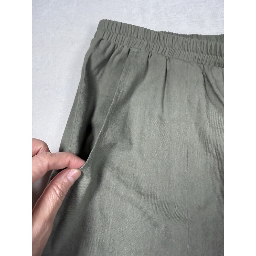 Soft Surroundings Women's Linen Blend Wide Leg Crop Pants Olive Green Size M - Picture 4 of 10